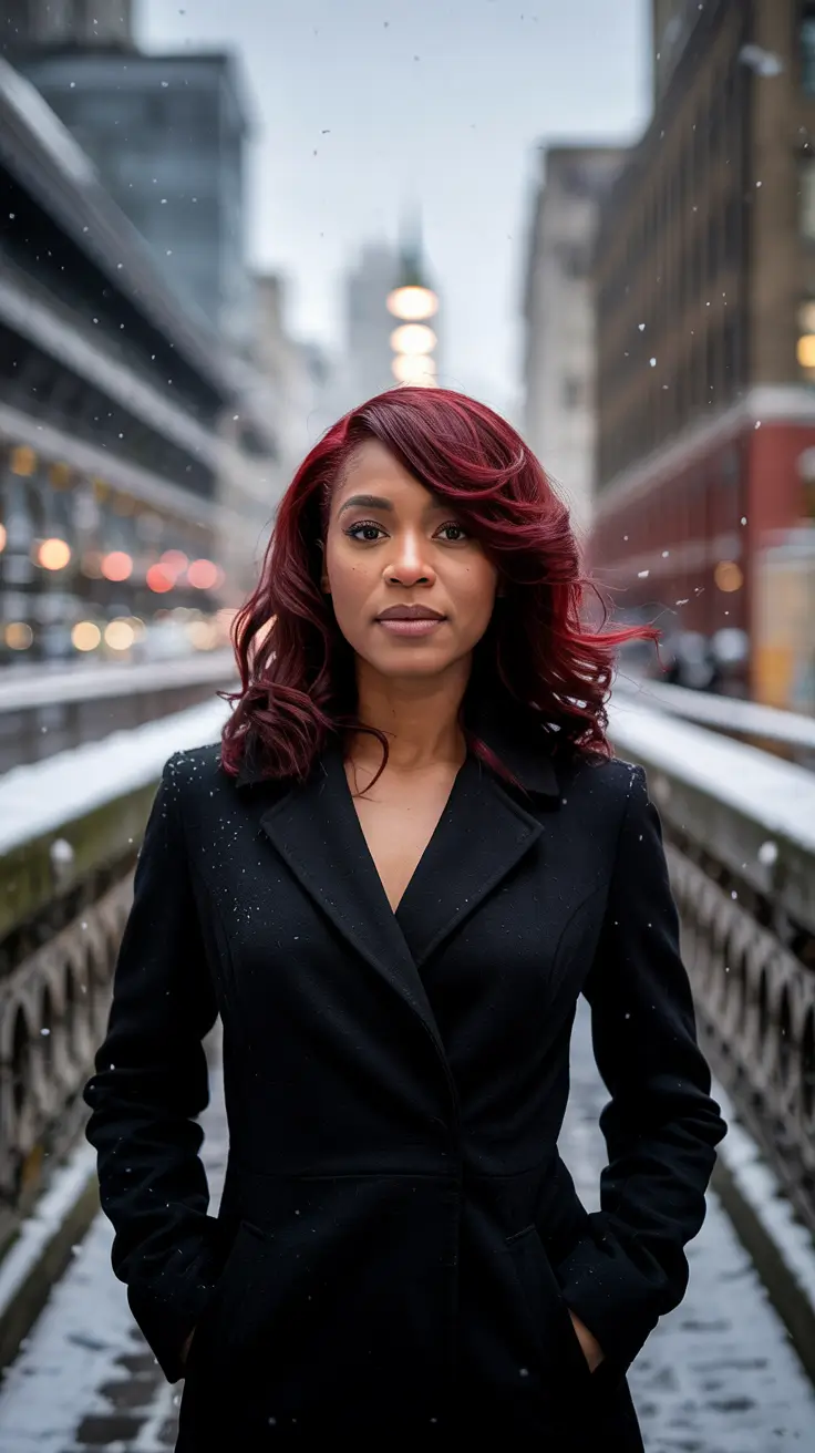 Black woman Cranberry Silk Layers