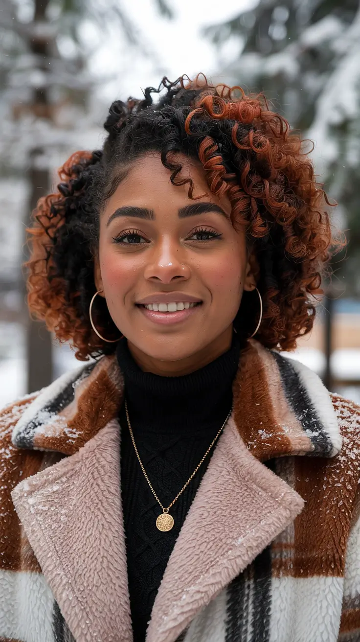 Black woman Copper-Toned Ringlets