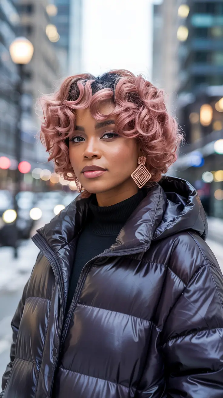 Black woman Rosy Mocha Curls