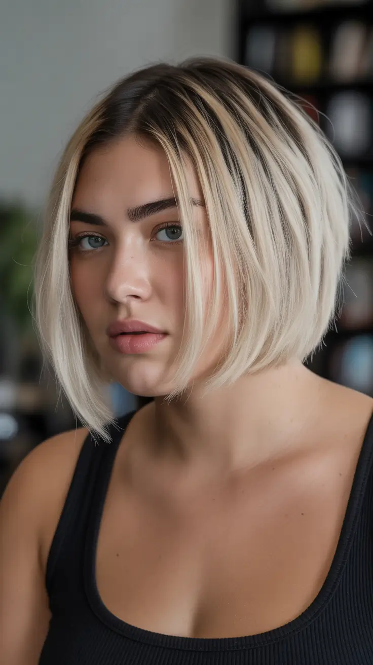 Plus-size Frosted Blonde Bob 2025