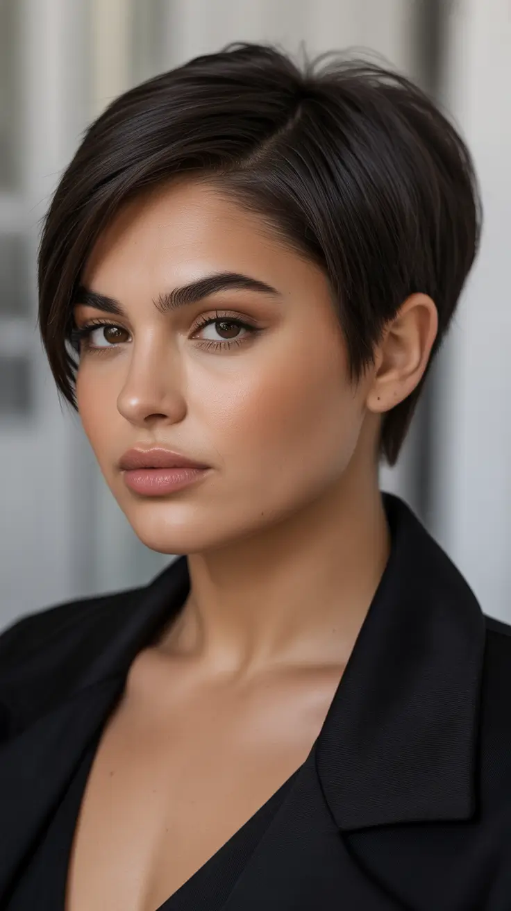Plus-size Structured Brunette Pixie 2025