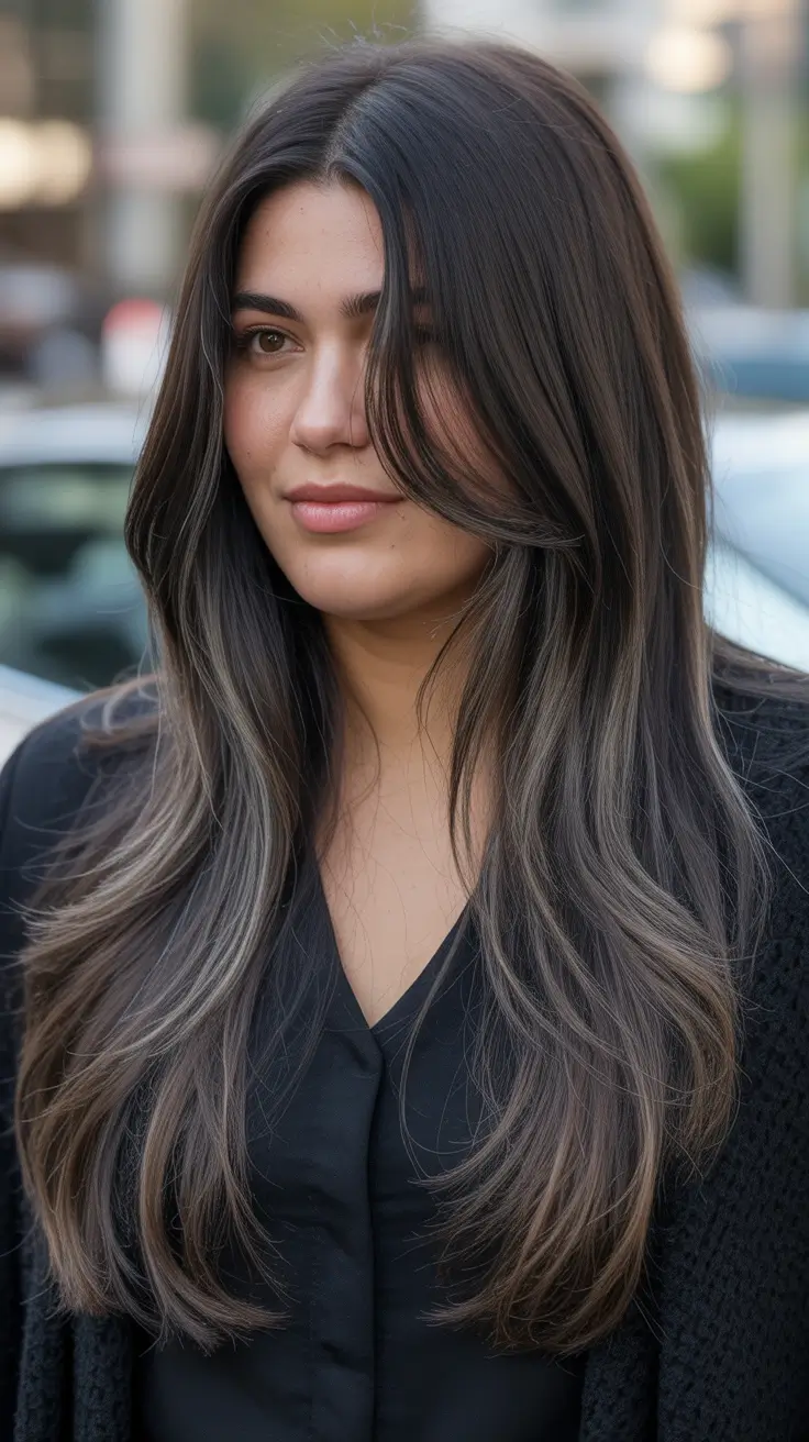 Plus-size Long Layered Balayage 2025