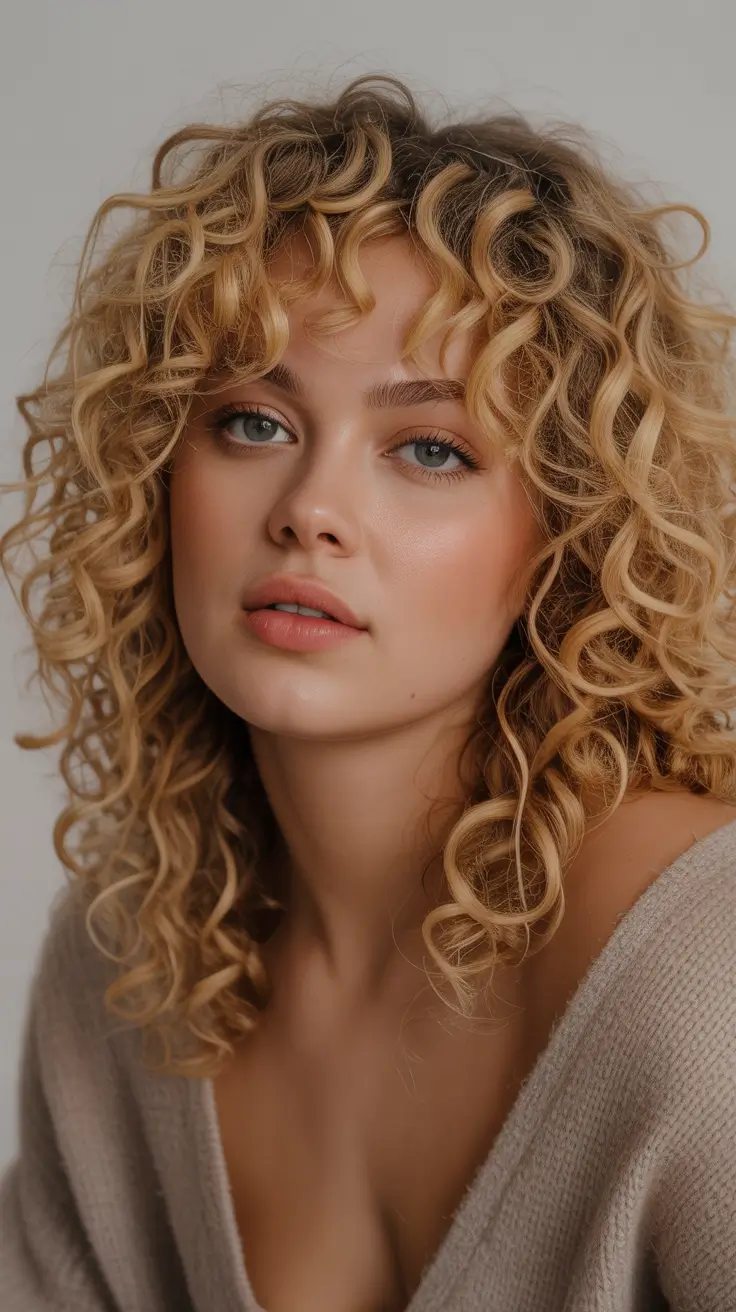 Plus-size Golden Spiral Curls with Fringe 2025