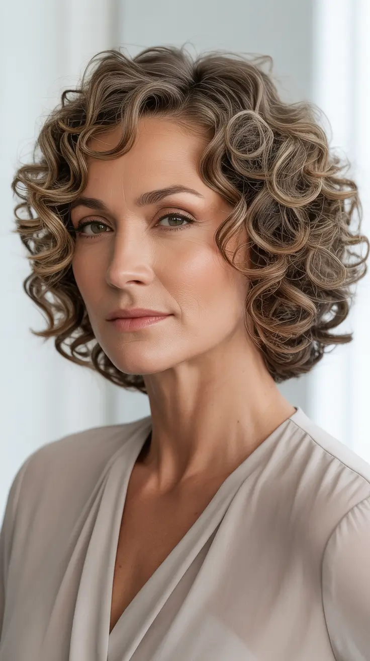 Soft Curly Bob for Women over 40