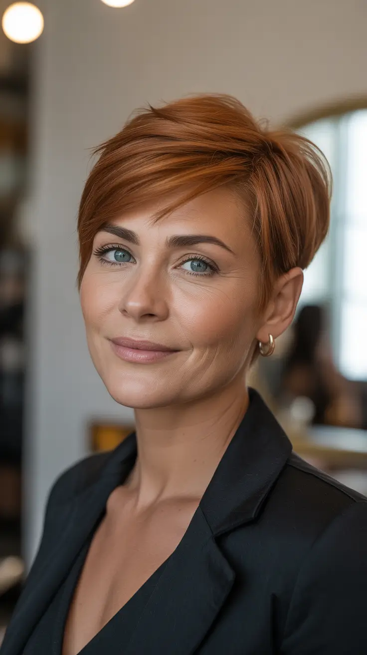 Short Copper Pixie for Women over 40