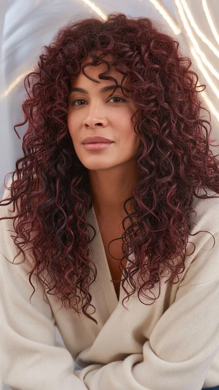 Rich Burgundy Curls for Women over 40