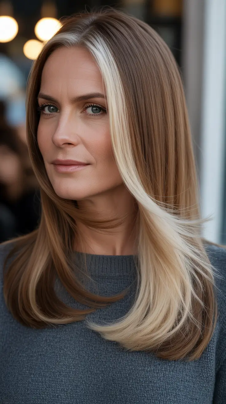 Modern Face-Framing Blonde Panels Women over 40