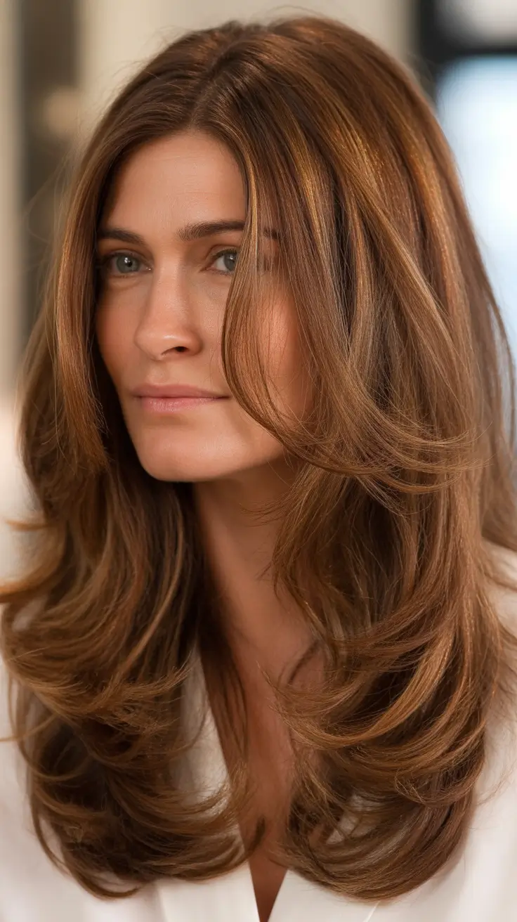 Long Layered Brunette for Women over 40