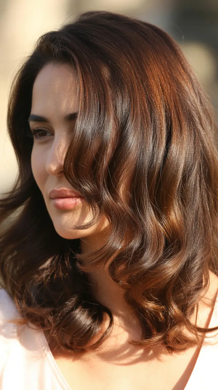Glossy Chestnut Waves Women over 40