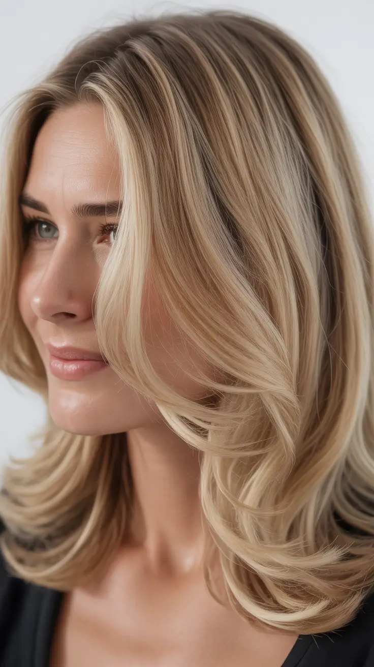 Layered Butter Blonde Hair for Women over 40