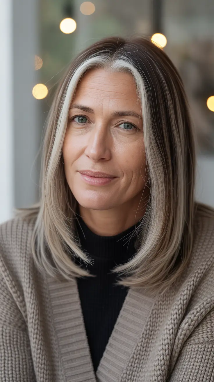 Hairstyles for Women Over 50 Modern Frosted Lob