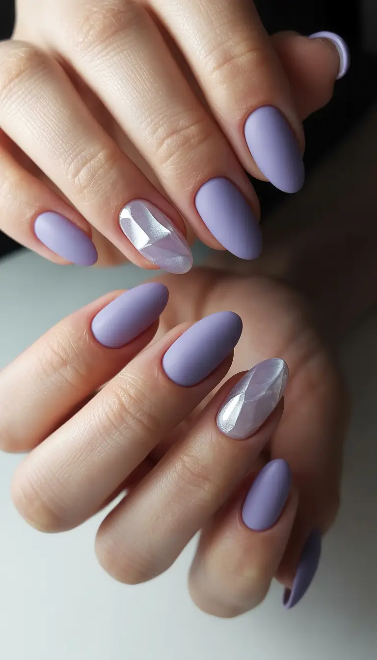 Winter Nail Designs 2025 Soft Lavender Pearl