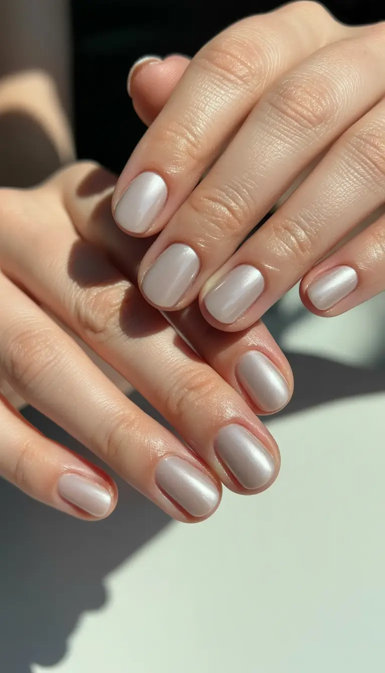 Winter Nail Designs 2025 Pearl Moonlight Sheen