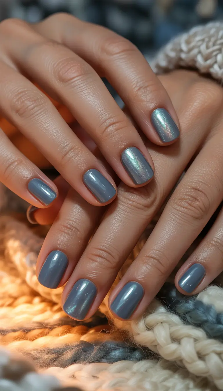 Winter Nail Designs 2025 Icy Blue Metallic Mist