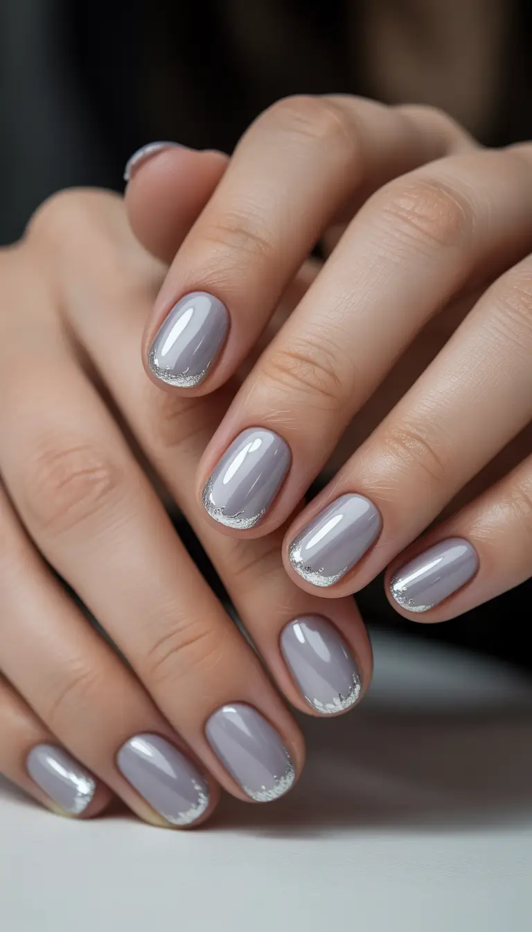 Winter Nail Designs 2025 Silver Frost French