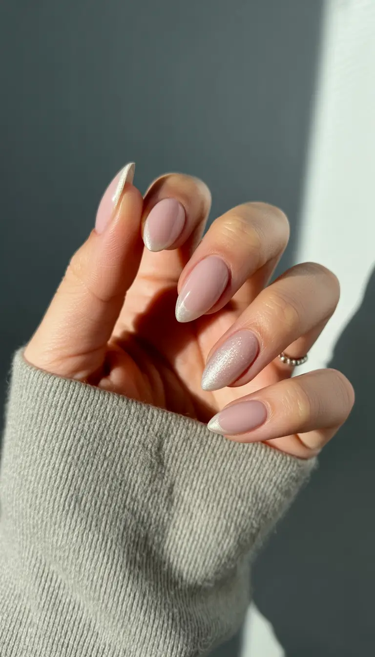 Winter Nail Designs 2025 Frosted Almond Tips