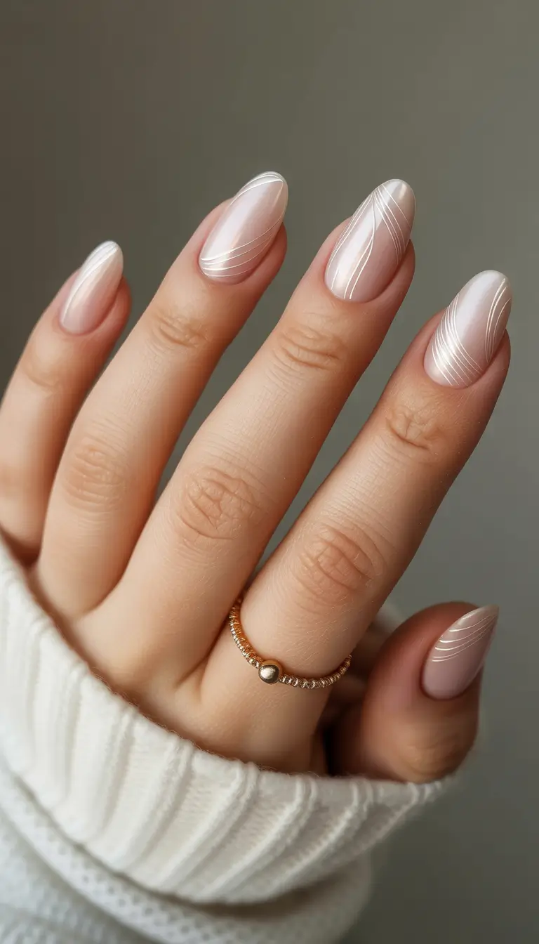 Winter Nail Designs 2025 Whisper Lines on Nude