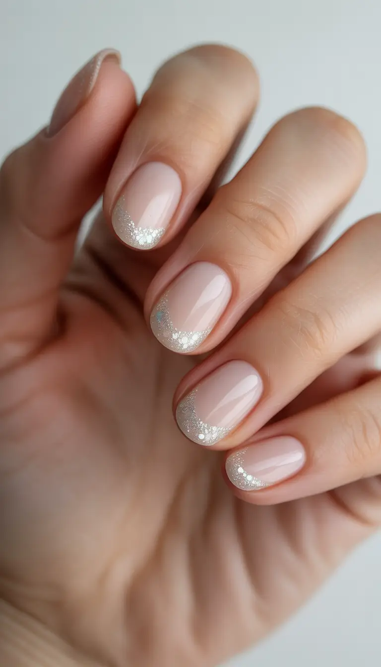 Winter Nail Designs 2025 Frosted French Sparkle