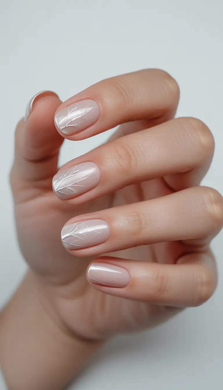 Winter Nail Designs 2025 Frost Leaf Lines