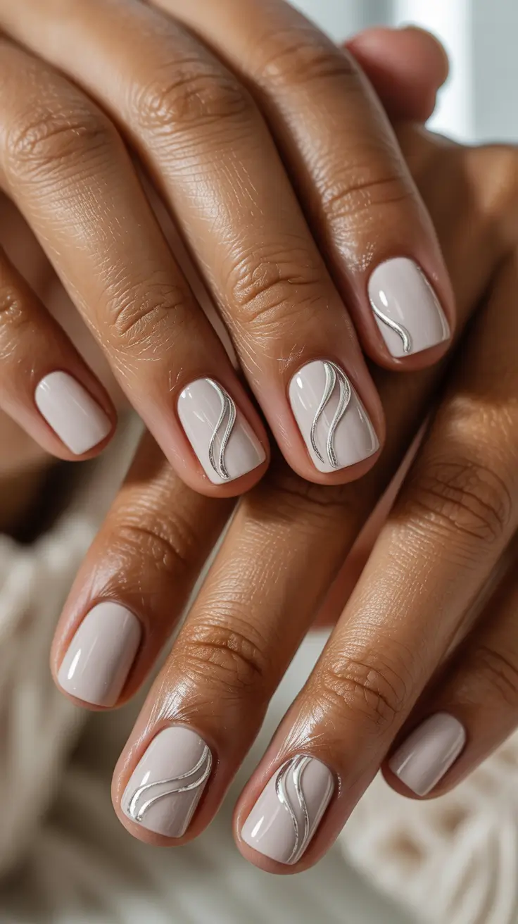 Ideas 2025 Minimal Silver Wave Art