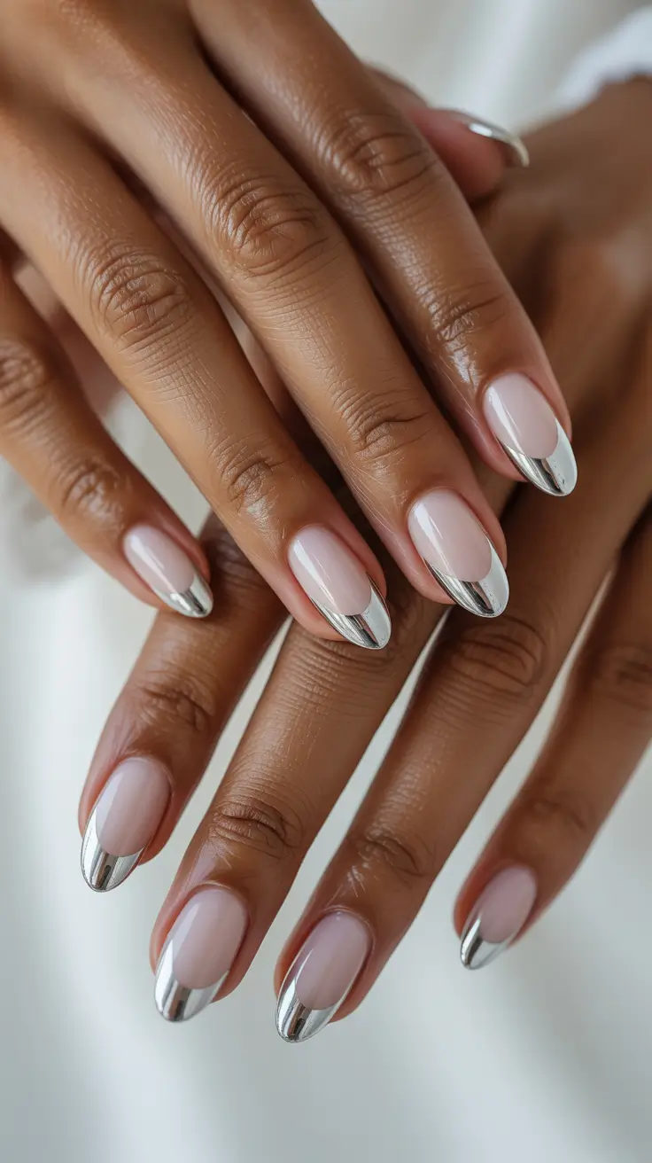 Ideas 2025 Modern Chrome French Tips