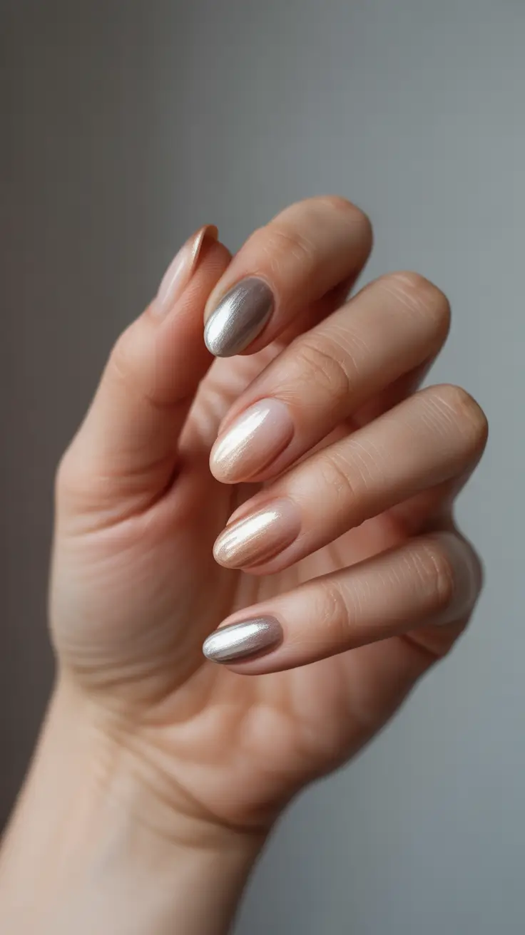 almond shape classy glitter gold glow winter nails