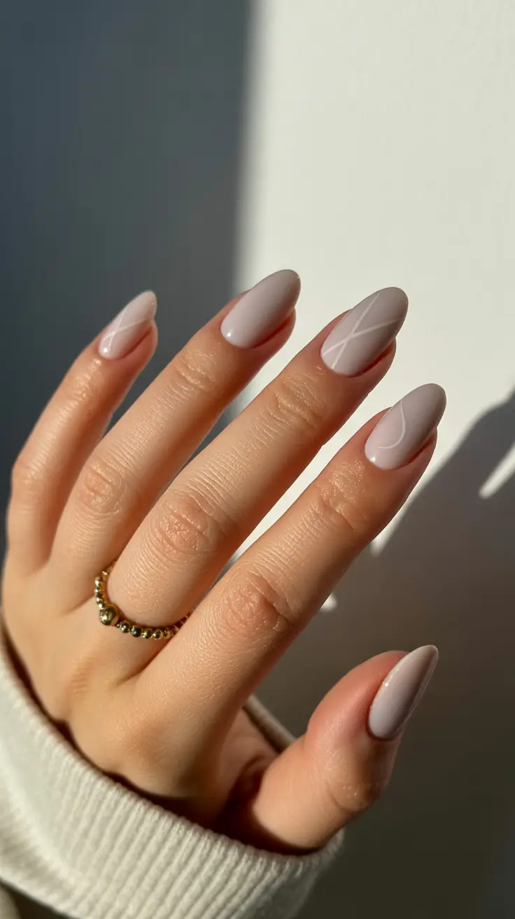 simple short almond shape nails Subtle Winter Veil