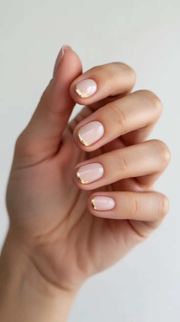 simple short elegant gold French tip nails Delicate Gold Touch