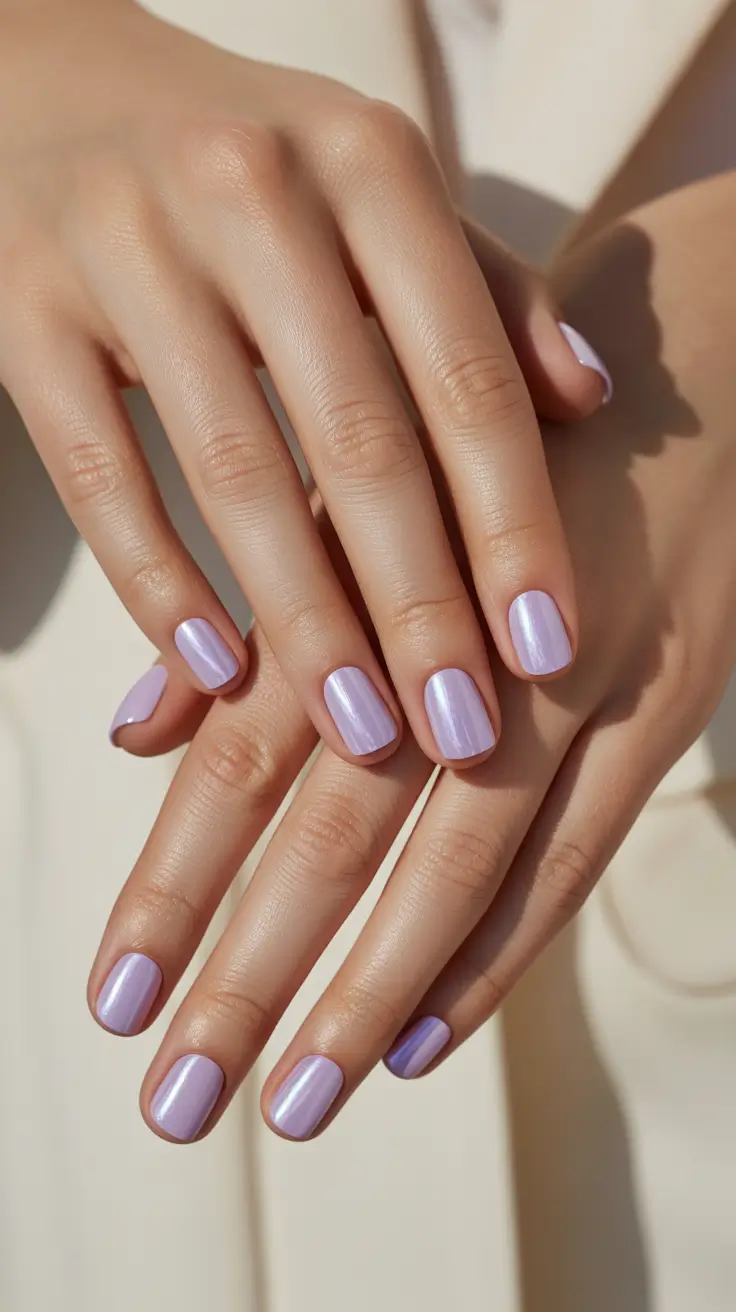cute simple gel lilac icy winter nails