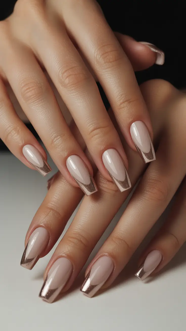 Metallic Rose Winter Nails 2025