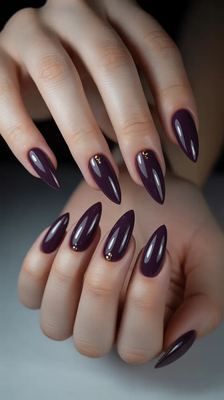 Plum Metallic Winter Nails 2025