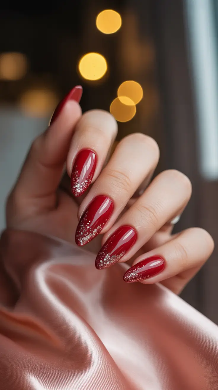 Burgundy Glitter Winter Nails 2025