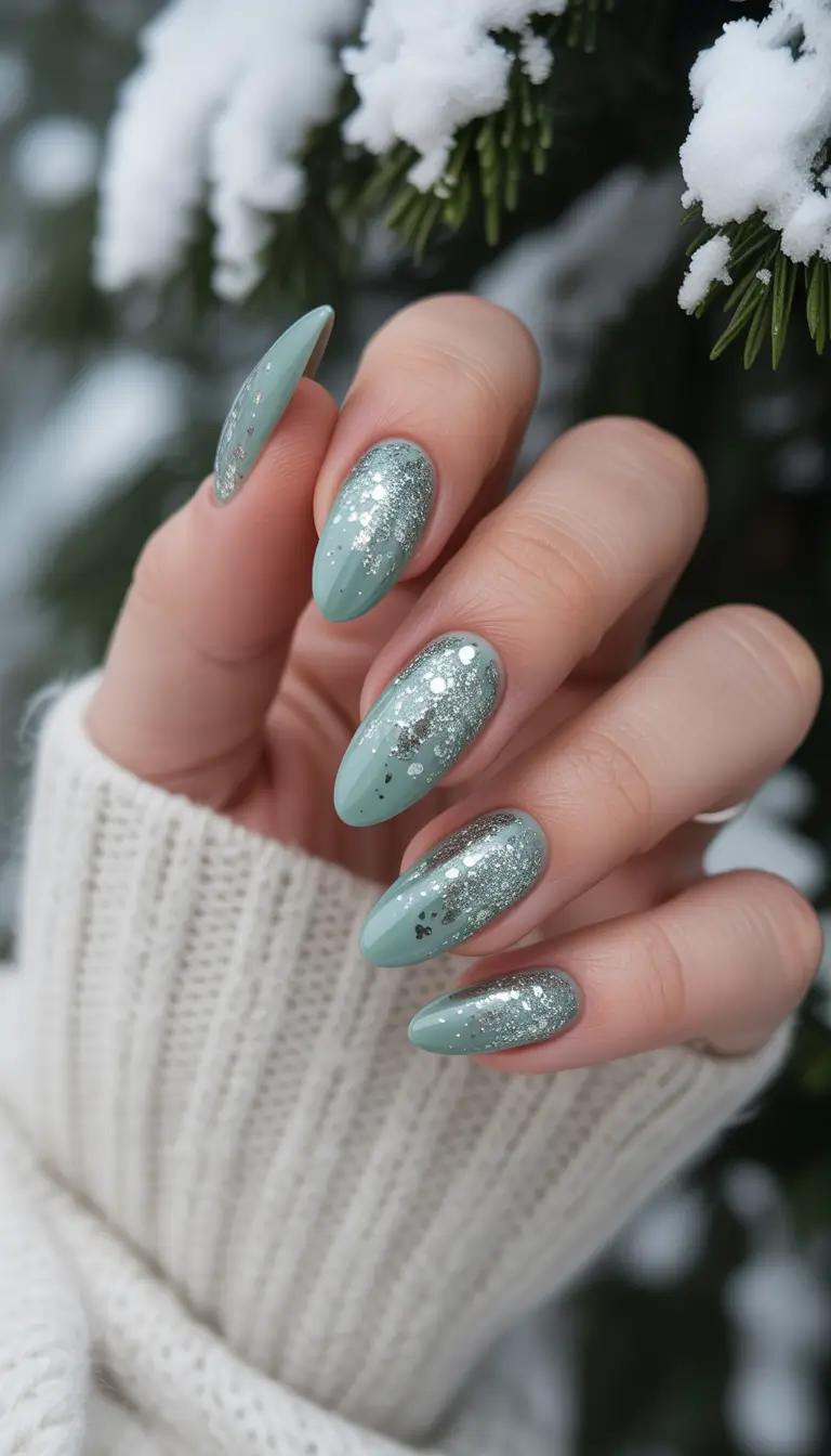 Iceblue Glitter Winter Nails 2025