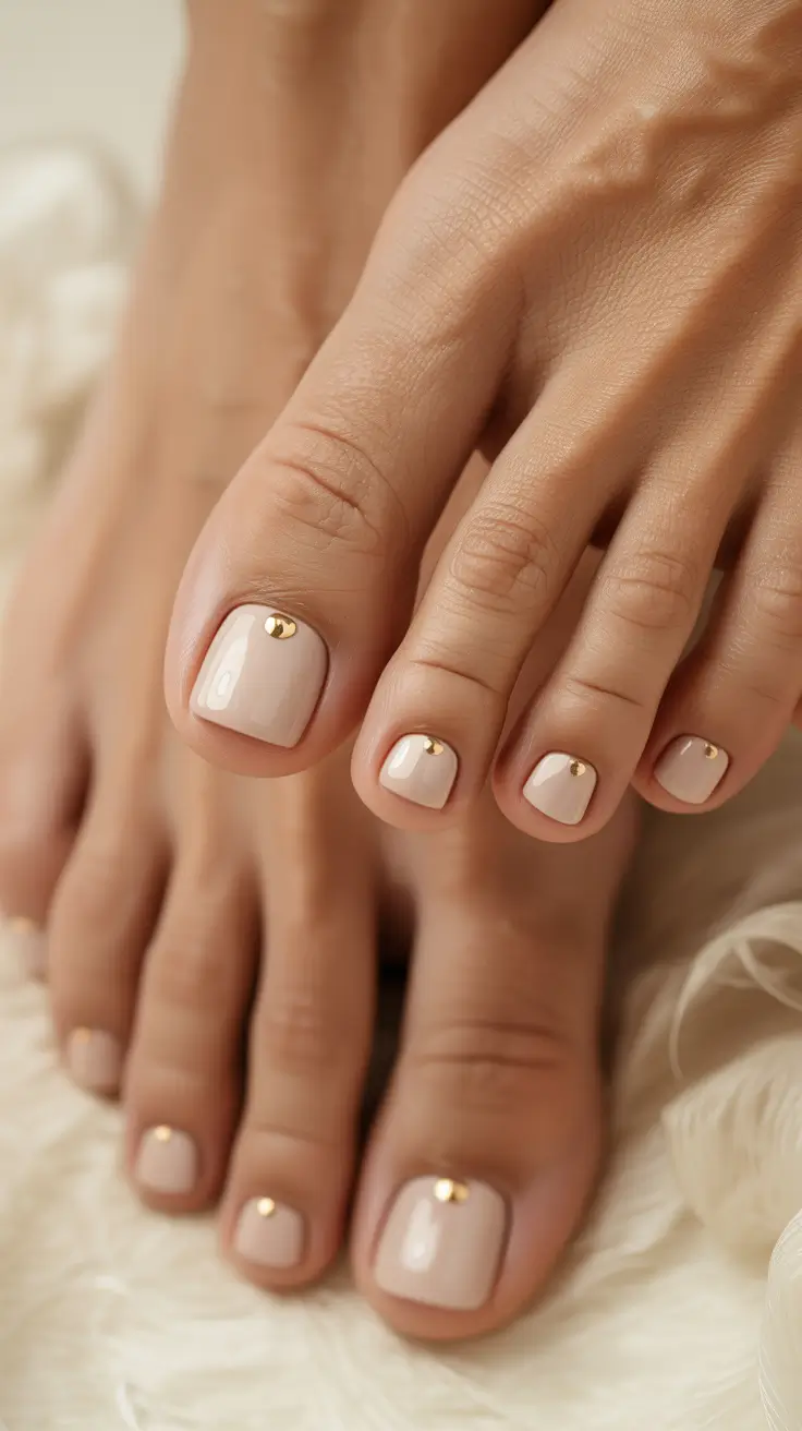 winter holiday nails Golden Accents Nude