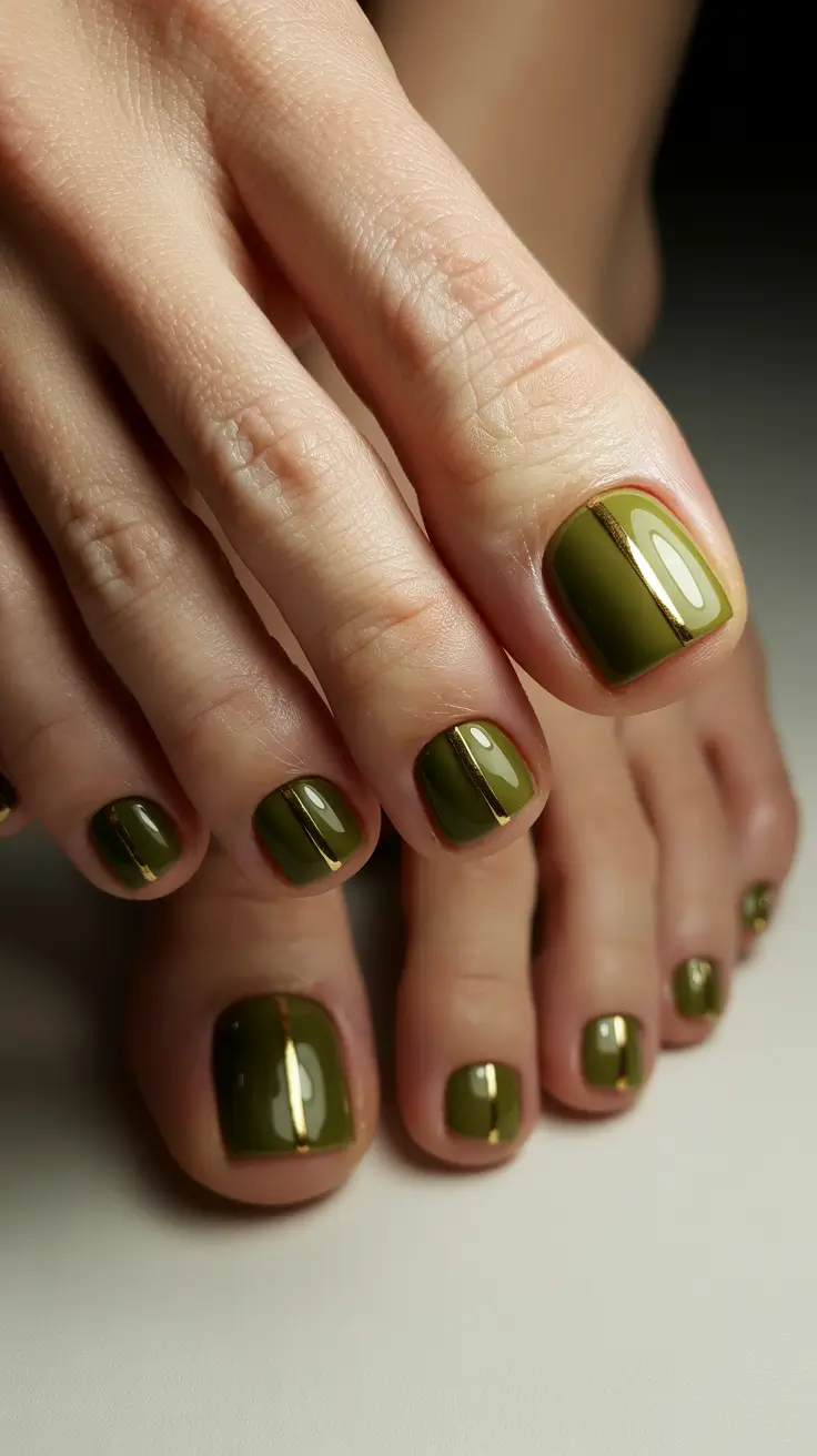 winter holiday nails Olive Luxe Stripe