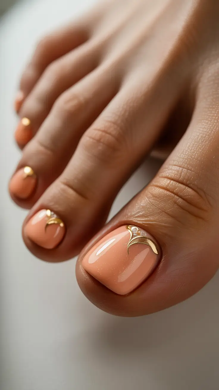 winter holiday nails Golden Peach Glow