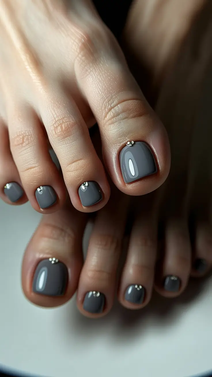 winter holiday nails Smoky Steel Glam