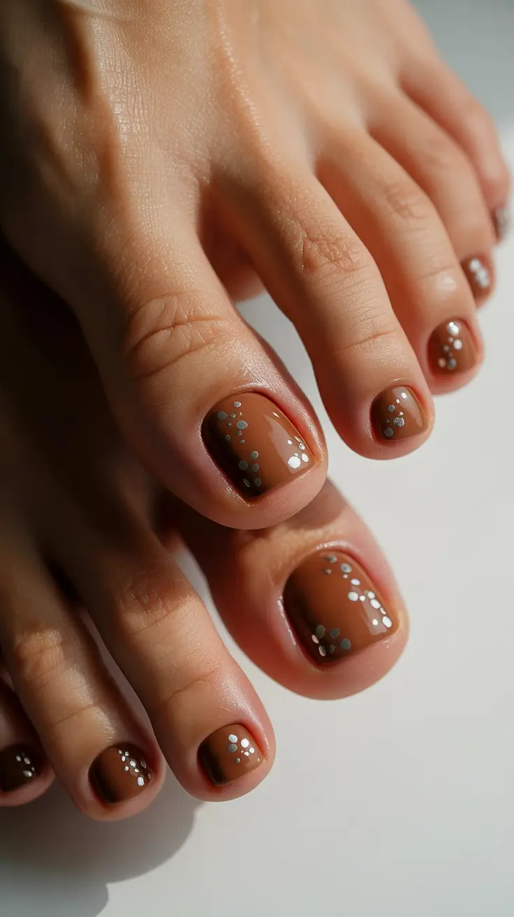winter holiday nails Caramel Cocoa Spark