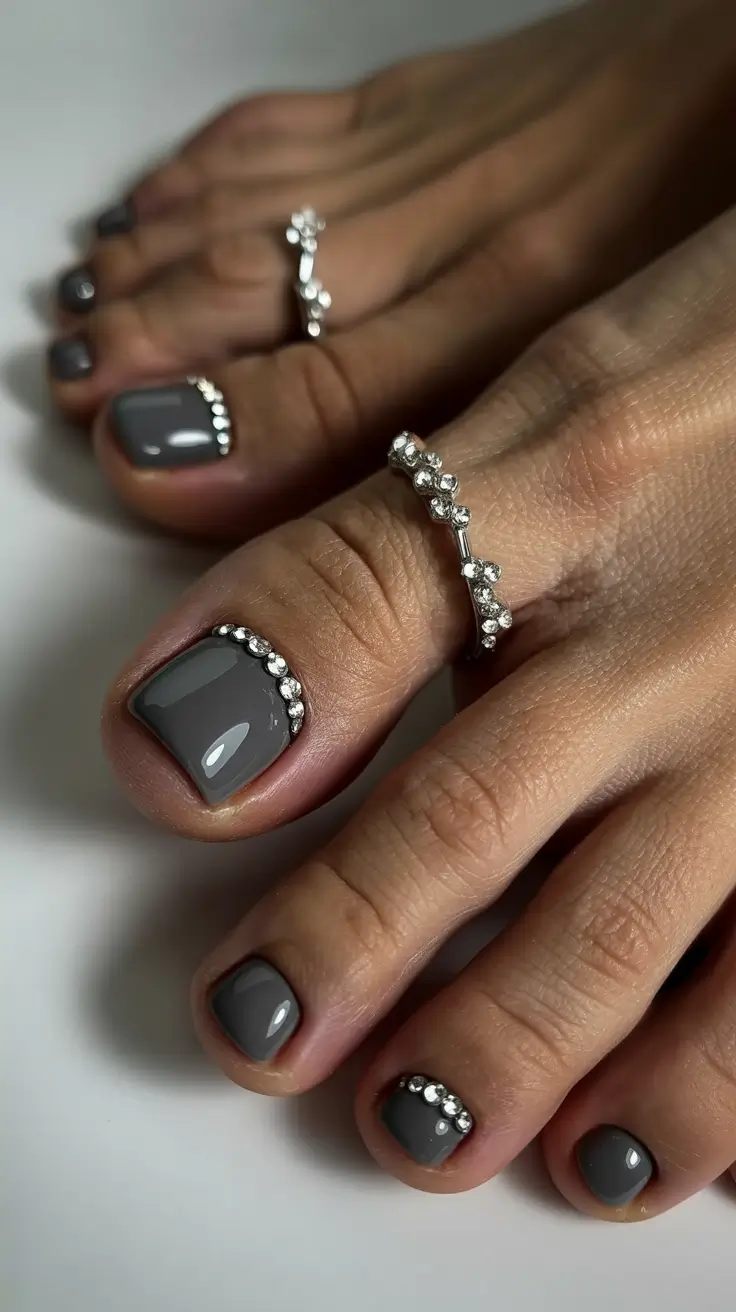 winter holiday nails Crystal Charcoal Drama