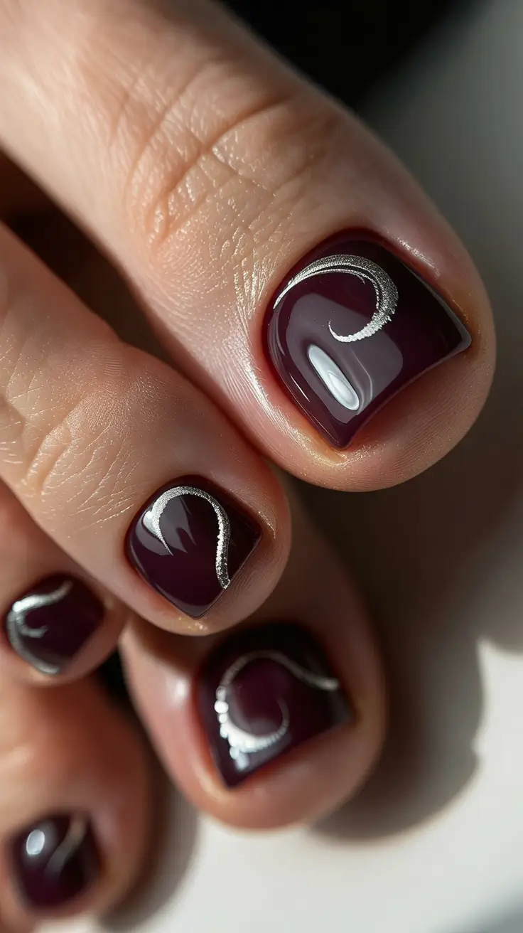 winter holiday nails Velvet Plum Swirl