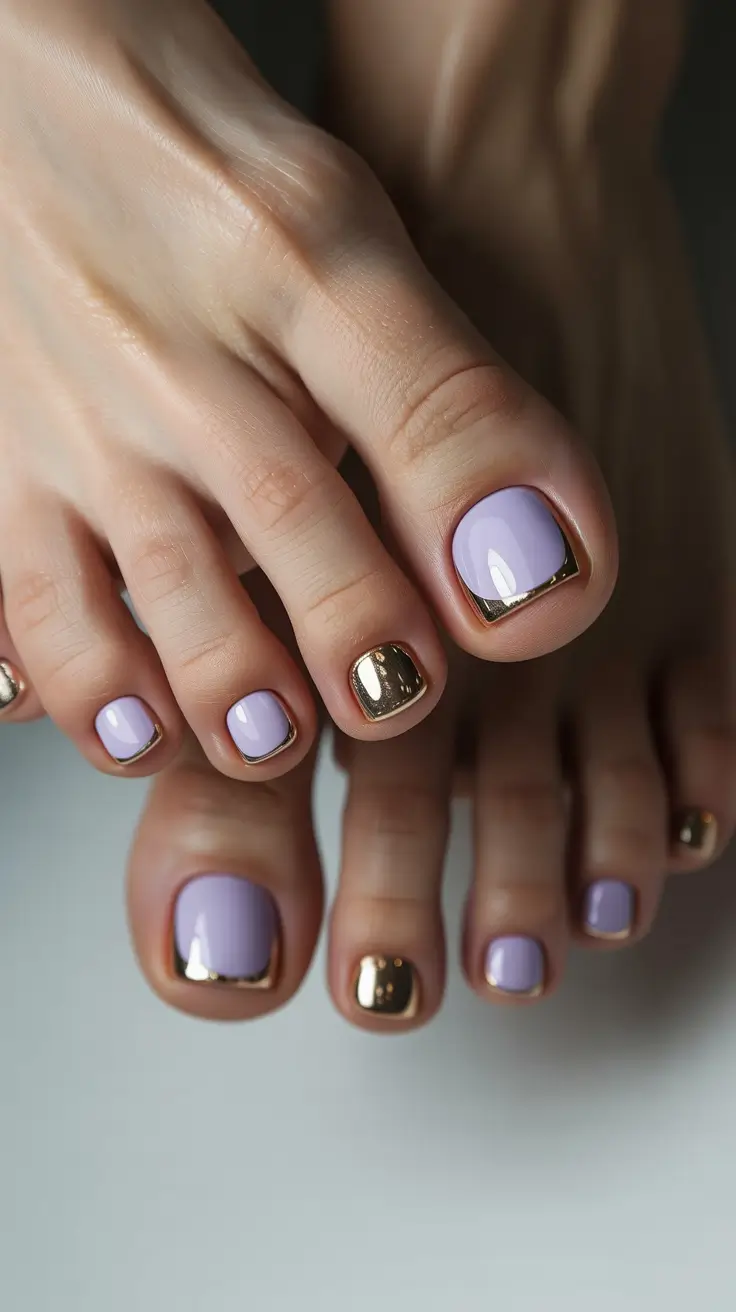 winter holiday nails Golden Frame Lilac
