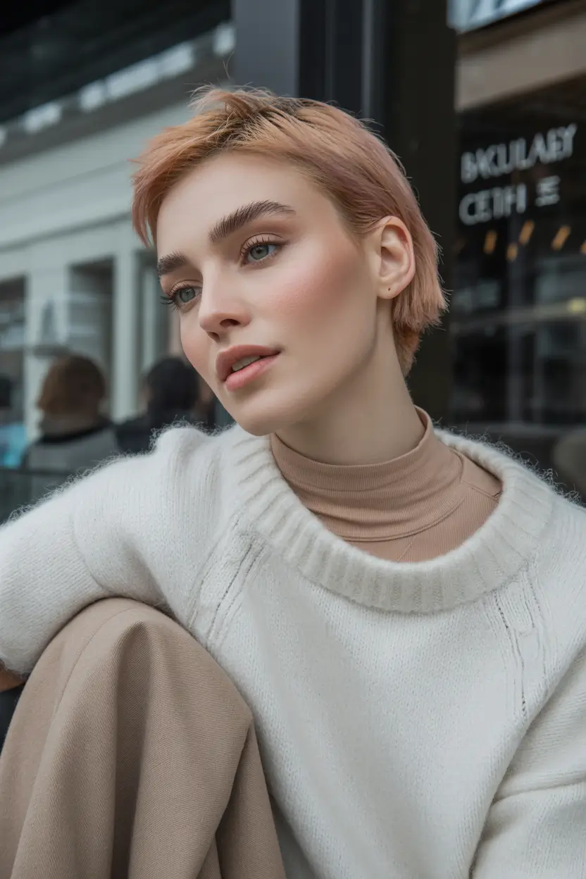 Short Blonde Pixie Peachy Sunrise Pixie