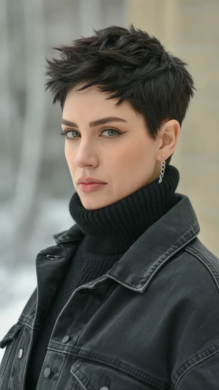 Short Edgy Black Pixie Textured Raven Rebel