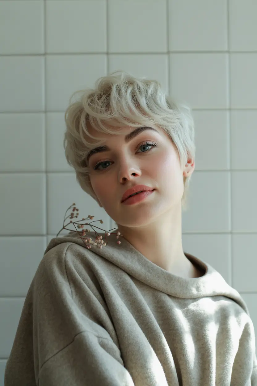 Short Blonde Pixie Frosted Ivory Whimsy