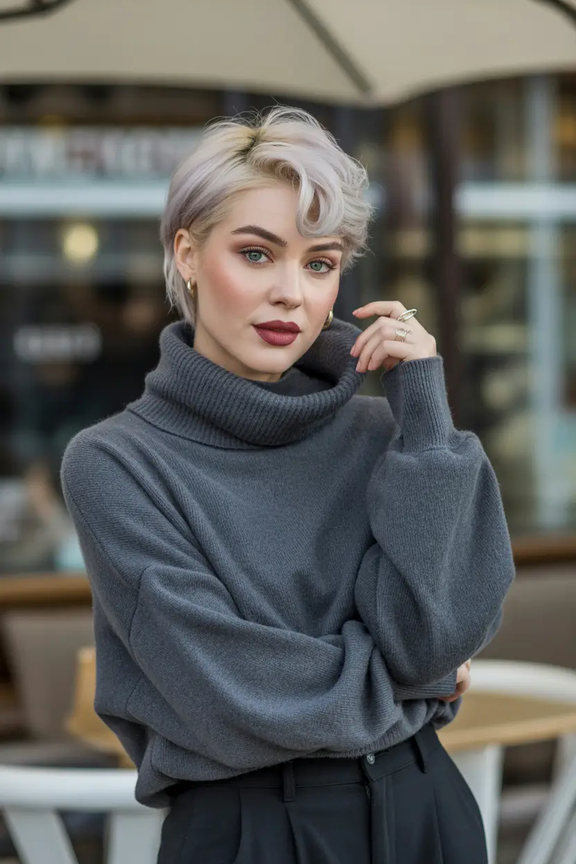 Short Curly Blonde Pixie Glam