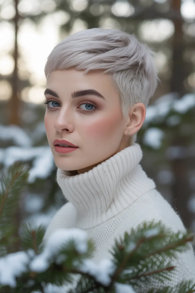 Short Blonde Edgy Pixie Arctic Precision Cut
