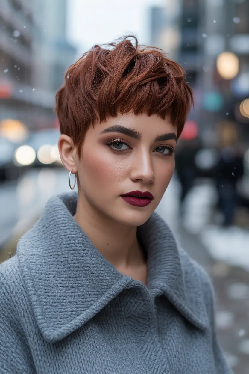 Red Short Messy Pixie Copper Flame Energy