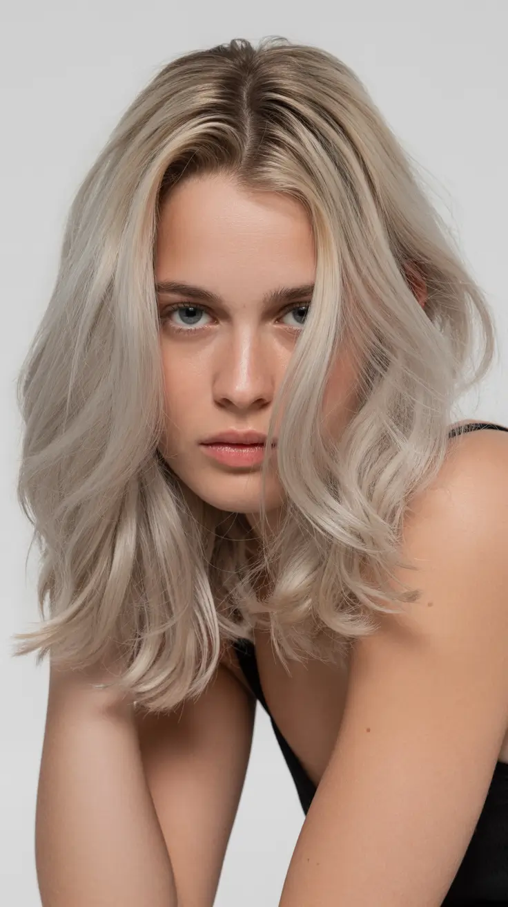 Ash blonde hair color 2026 Silver Almond Elegance