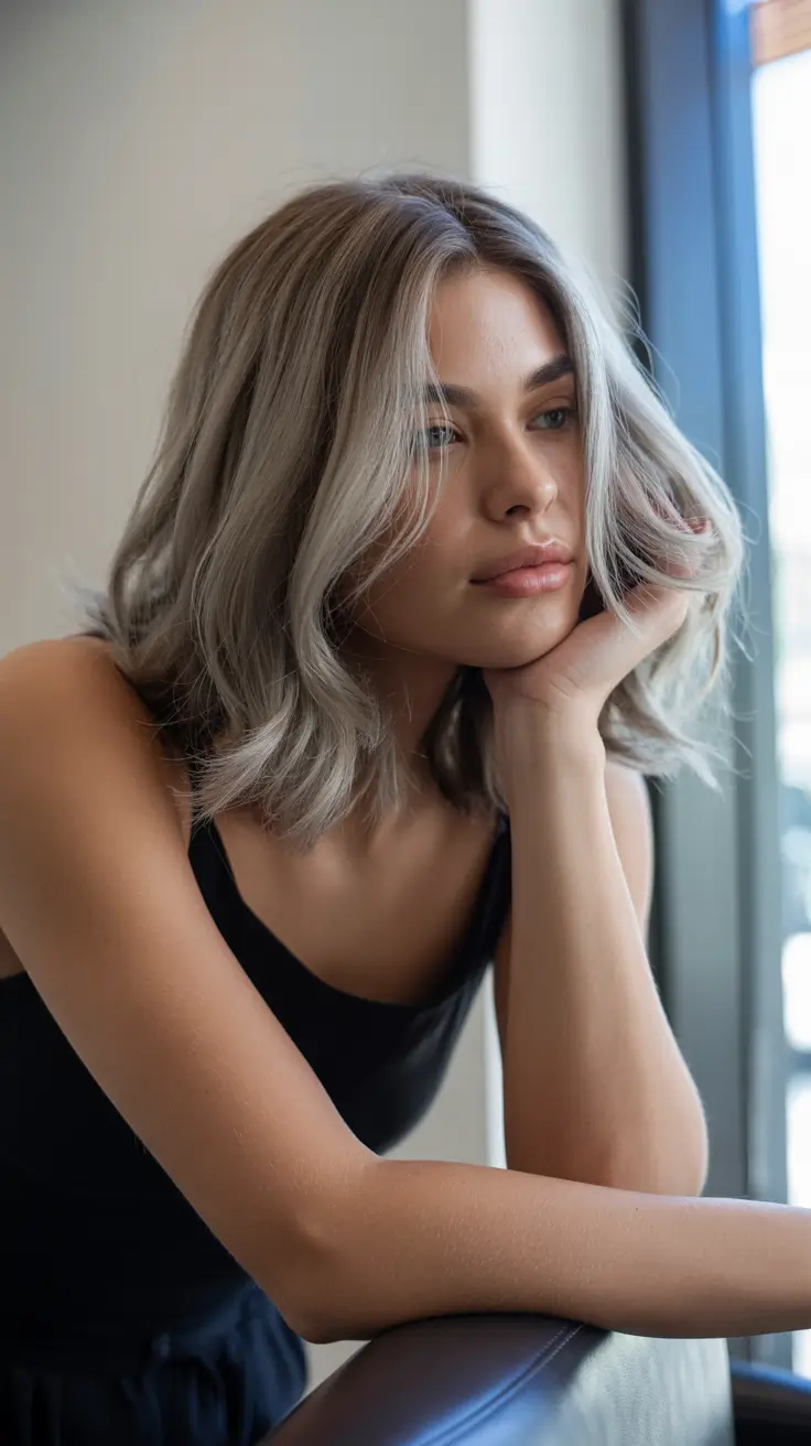 Ash blonde hair color 2026 Silver Smoke Bob