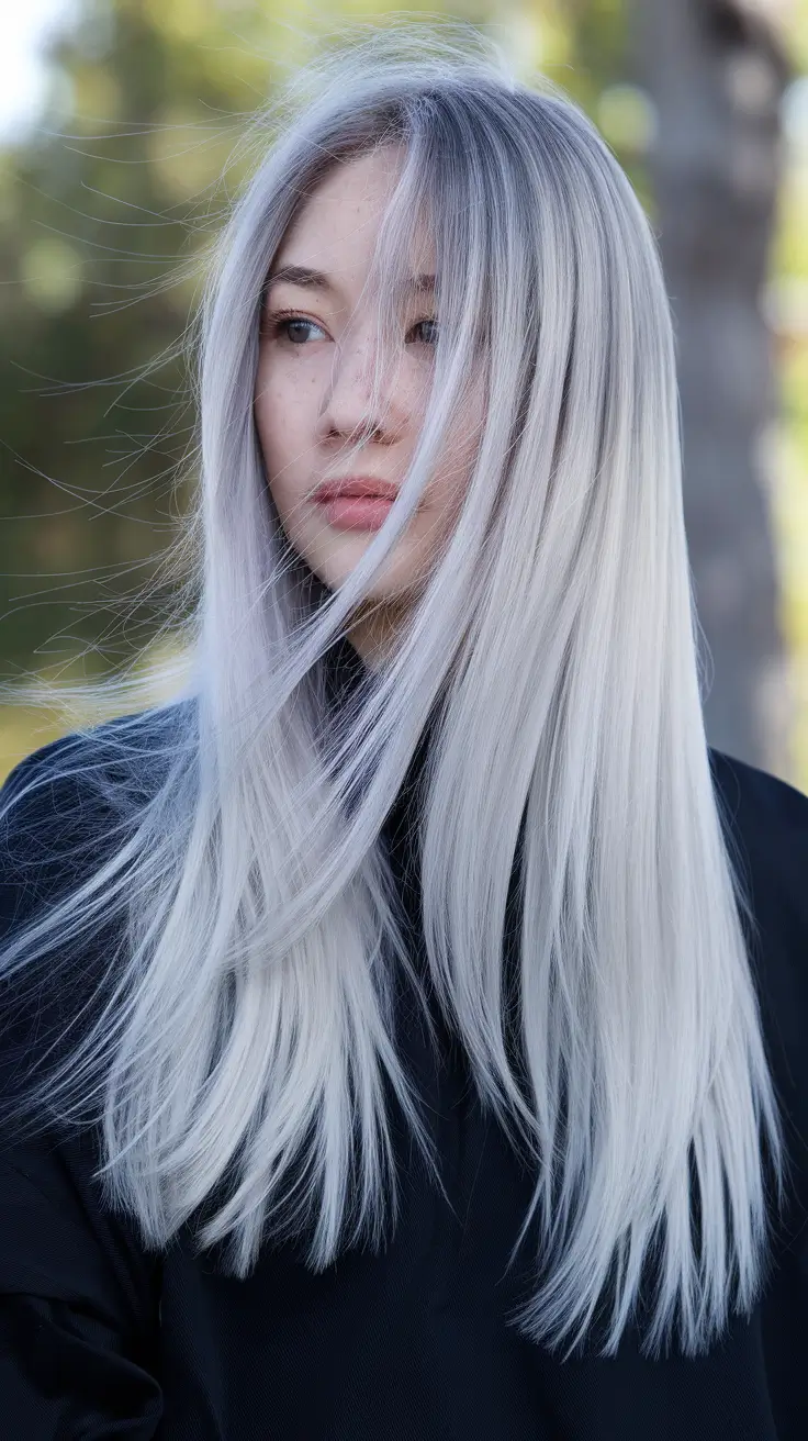 Balayage hair color ideas 2026 Silver Moonlight Balayage